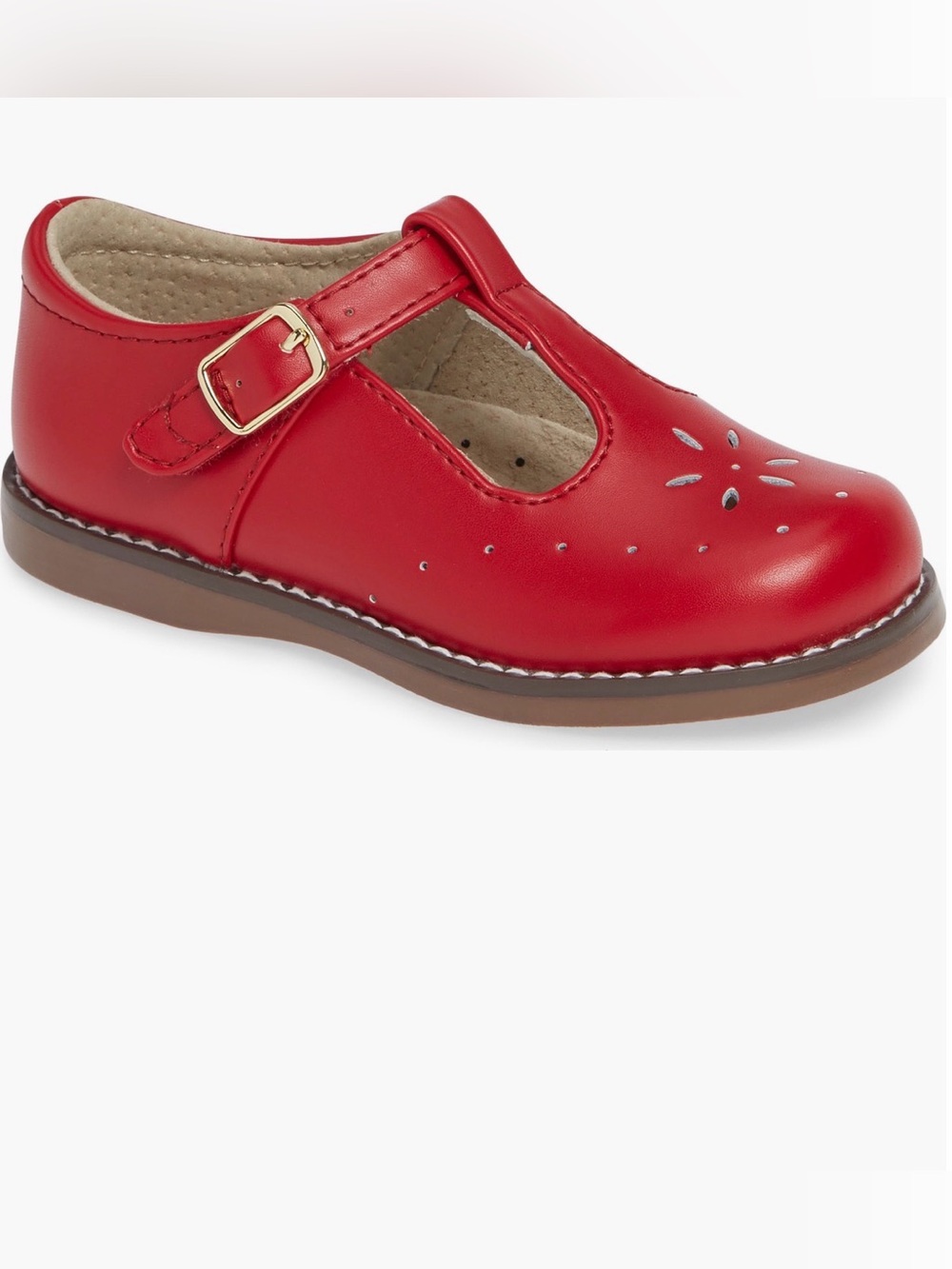 Footmates Sherry Classic T-Strap Mary Janes Kids Shoes in Red